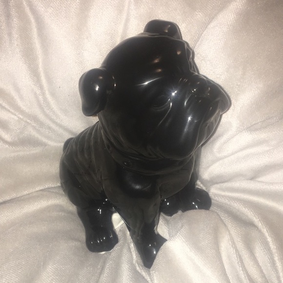 At Home Other - 8 (or 21 cm) Sitting Black Hollow Ceramic Bulldog At Home Other - 8 (or 21 cm) Sitting Black Hollow Ceramic Bulldog